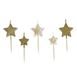 Overig Taartkaarsjes Sterren Goud 5st* Kaarsjes En Vuurwerk