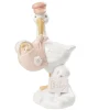Overig Taartopper Ooievaar Roze Polystone 9cm* Geboortefiguren