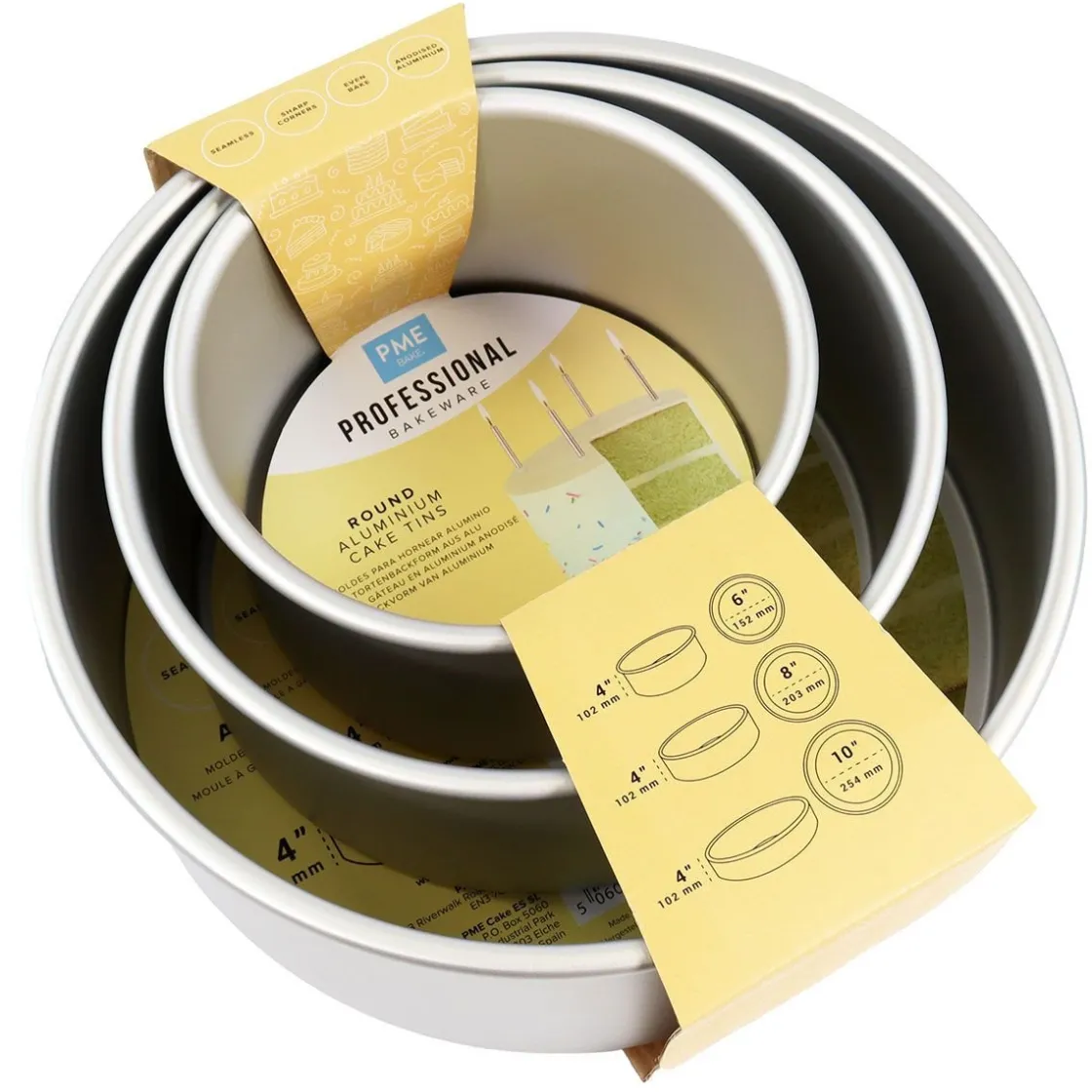 PME Taartpan Rond 10cm(h) Set/3* Ronde Bakvormen