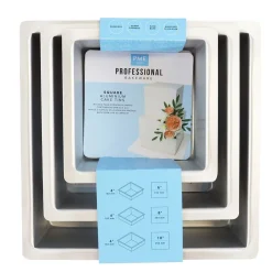 PME Taartpan Vierkant 10cm(h) Set/3* Vierkante Bakvormen