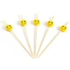 Overig Taartprikker Bamboe Smiley 12cm 150st.* Ijsprikkers|Prikkers En Ringen
