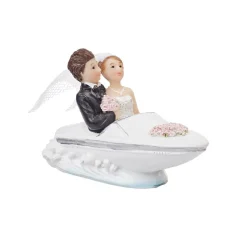 Overig Taarttopper Bruidspaar in Boot Polystone 9cm* Bruidsparen