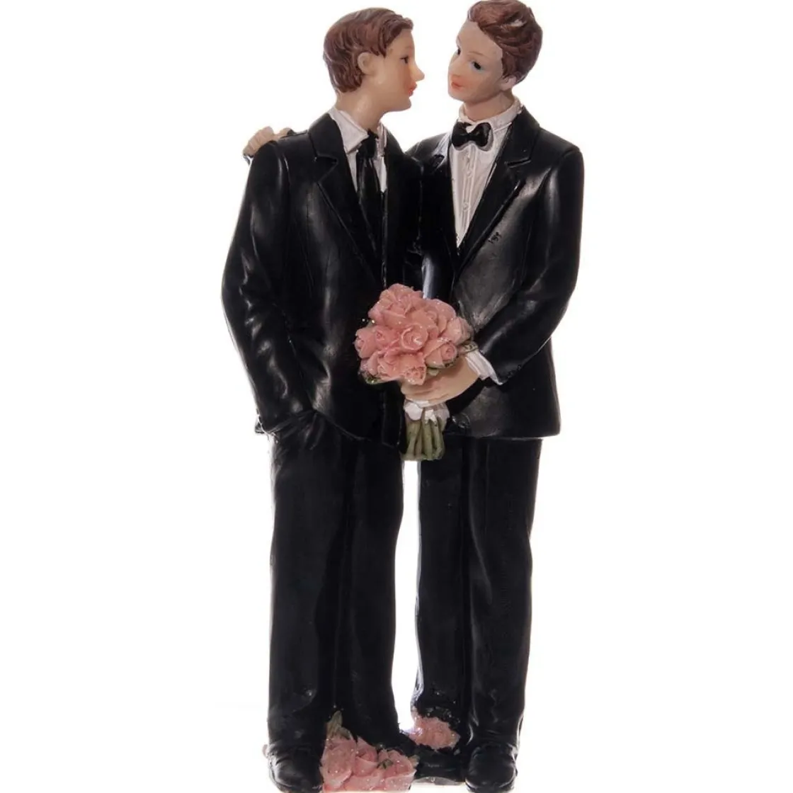 Taarttopper Bruidspaar Mannen Polystone 15cm* Bruidsparen