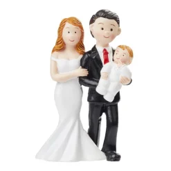 Overig Taarttopper Bruidspaar met Baby Polystone 8cm* Bruidsparen