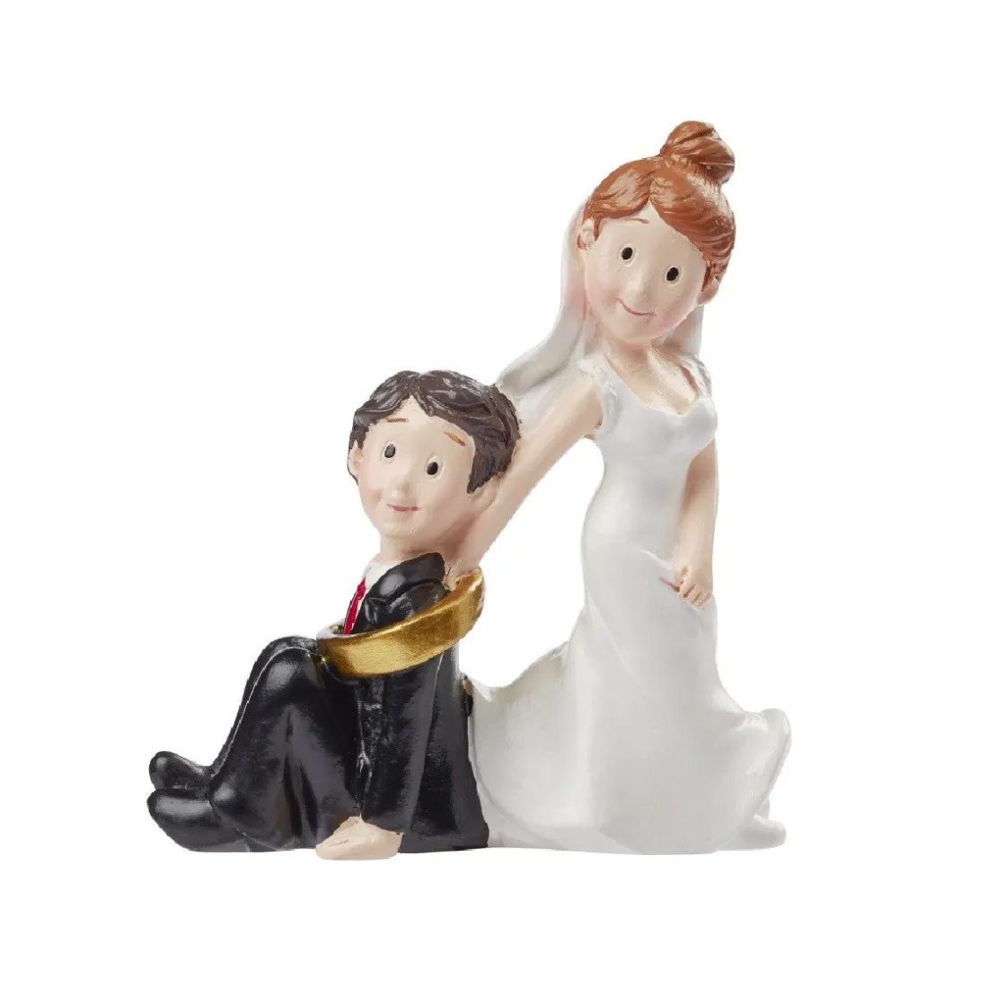 Overig Taarttopper Bruidspaar met Ring Polystone 8cm* Bruidsparen