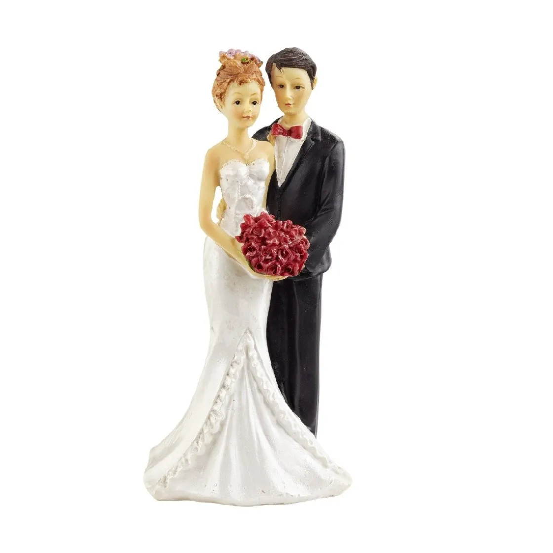 Overig Taarttopper Bruidspaar met Boeket Polystone 16cm* Bruidsparen