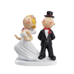 Overig Taarttopper Bruidspaar Op Jurk Staan Komisch Polystone 9cm* Bruidsparen