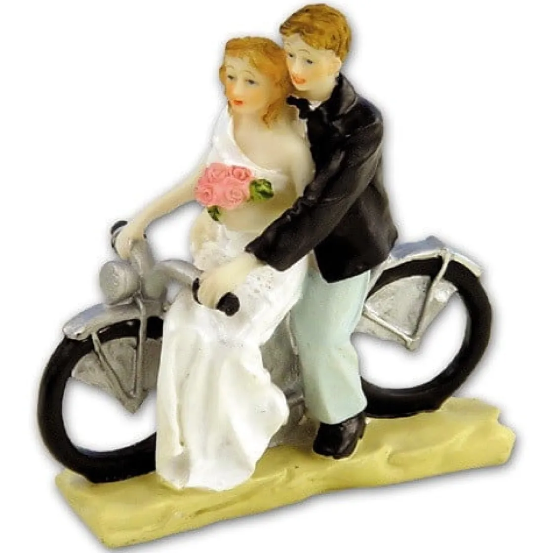 Taarttopper Bruidspaar op Motorfiets Polystone 11cm* Bruidsparen