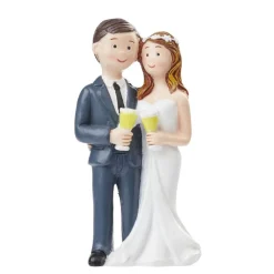 Overig Taarttopper Bruidspaar Proostend Polystone 8cm* Bruidsparen