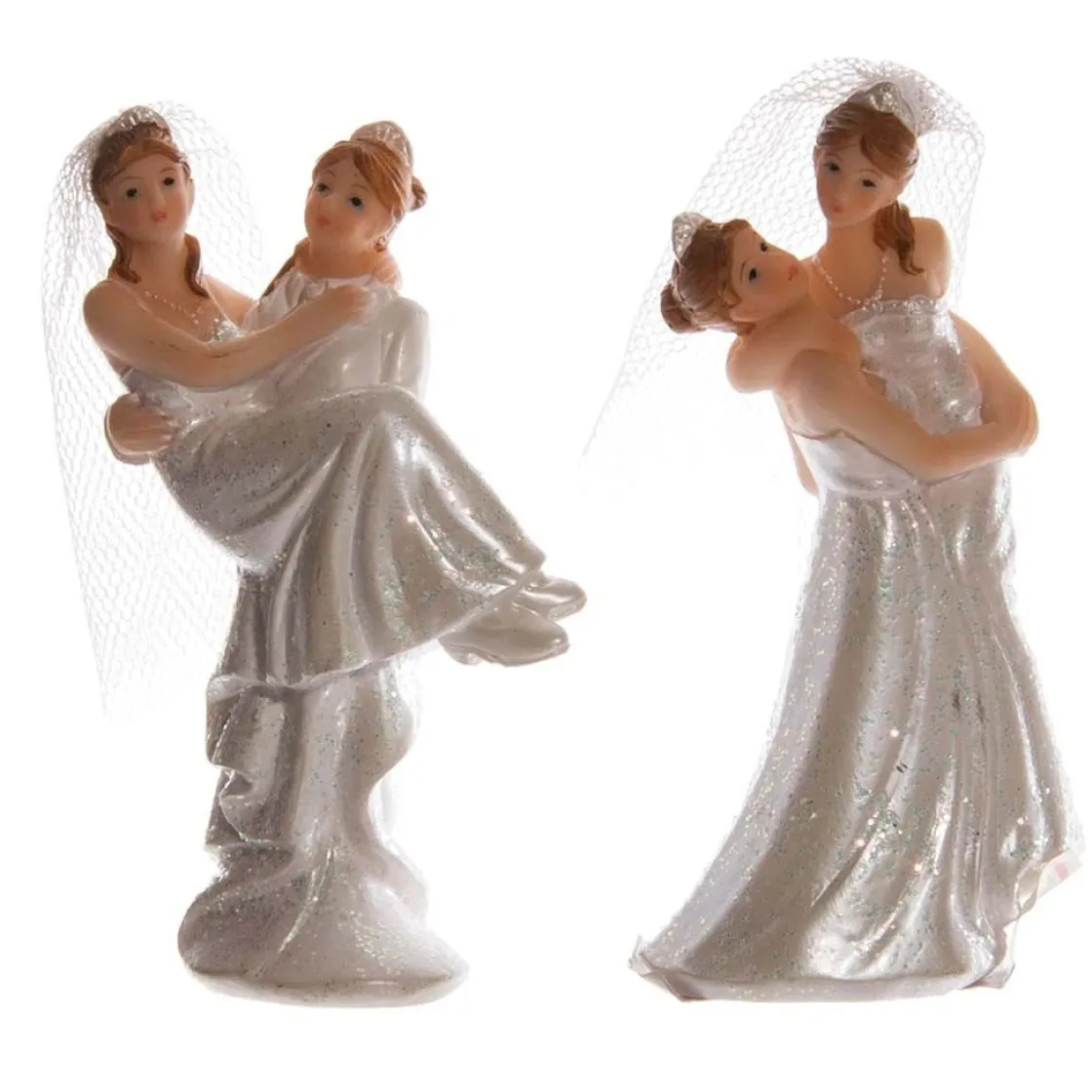 Taarttopper Bruidspaar Vrouwen Polystone 9,5cm* Bruidsparen