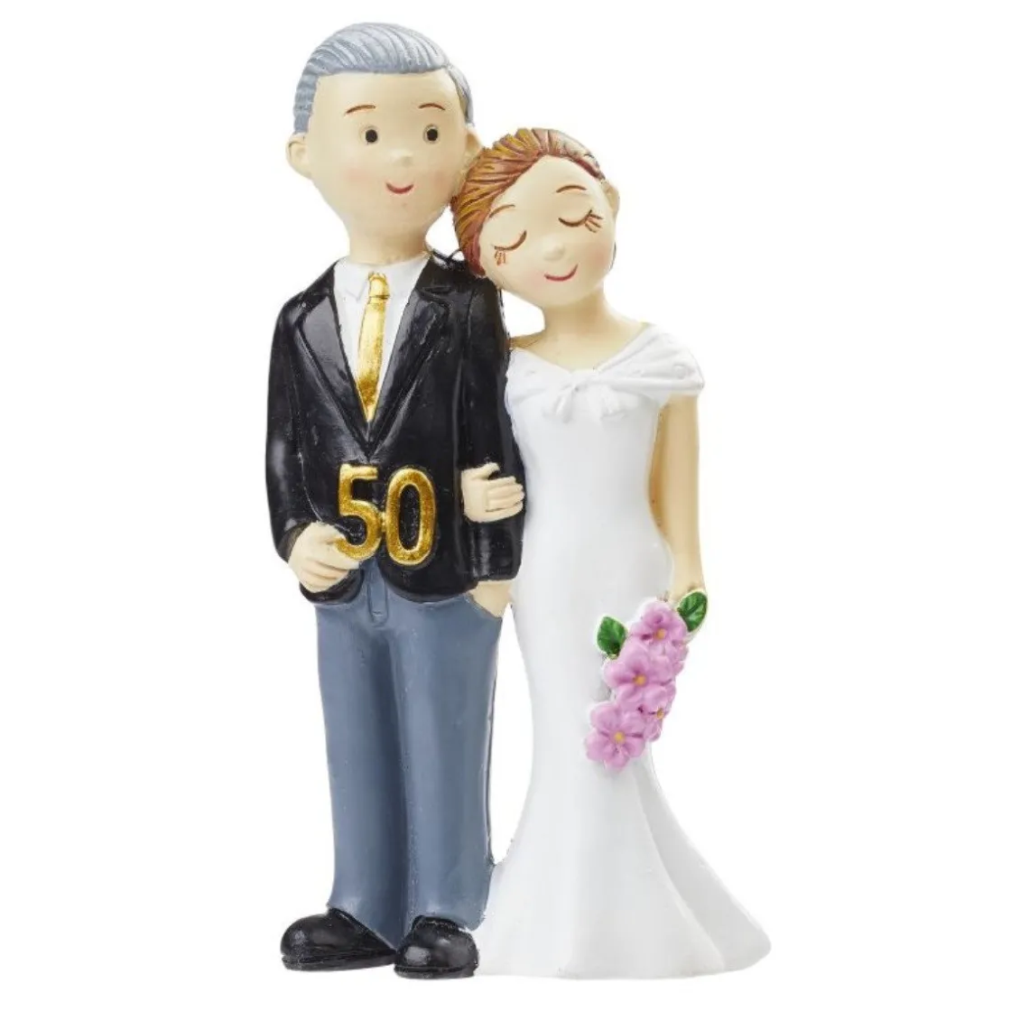 Overig Taarttopper Gouden Bruidspaar 50 jaar Polystone 8,4cm* Bruidsparen