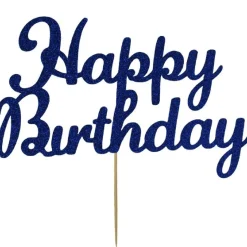 Culpitt Taarttopper Happy Birthday Blauw 15x8cm* Ijsprikkers|Prikkers En Ringen