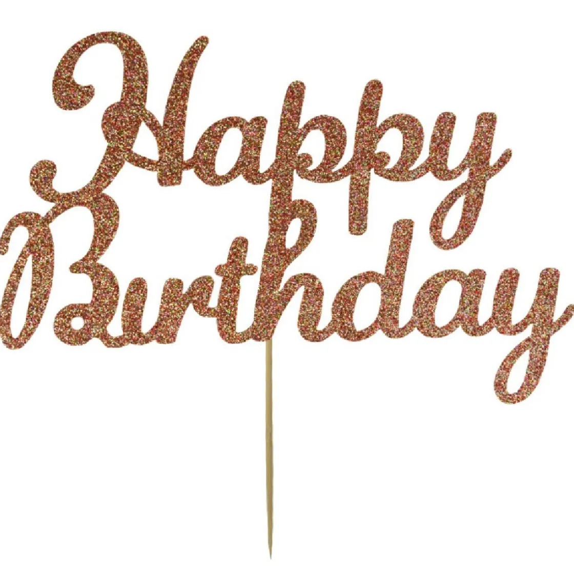 Culpitt Taarttopper Happy Birthday Rose Goud 15x8cm* Ijsprikkers|Prikkers En Ringen