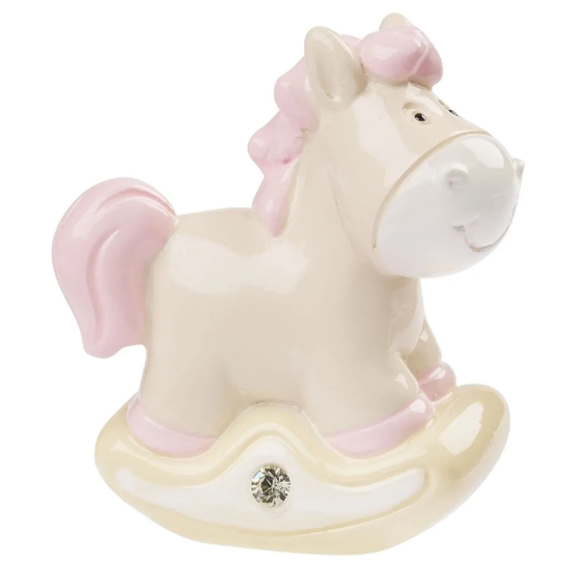 Overig Taarttopper Hobbelpaard Roze Polystone 4,5cm* Geboortefiguren
