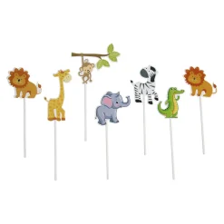 Overig Taarttopper Jungle Dieren 7st.* Prikkers En Ringen