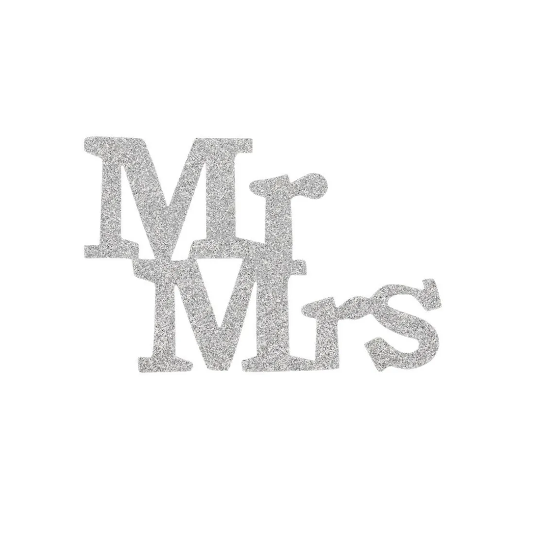 Overig Taarttopper Mr & Mrs Kunststof Zilver 11cm 4st* Bruidsparen