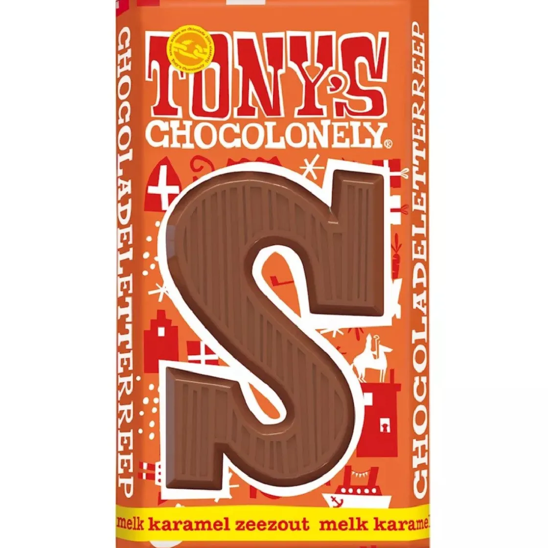 Overig Tony's Chocolonely Letterreep Karamel Zeezout - S - 180g* Snoepgoed|Chocolade Decoraties