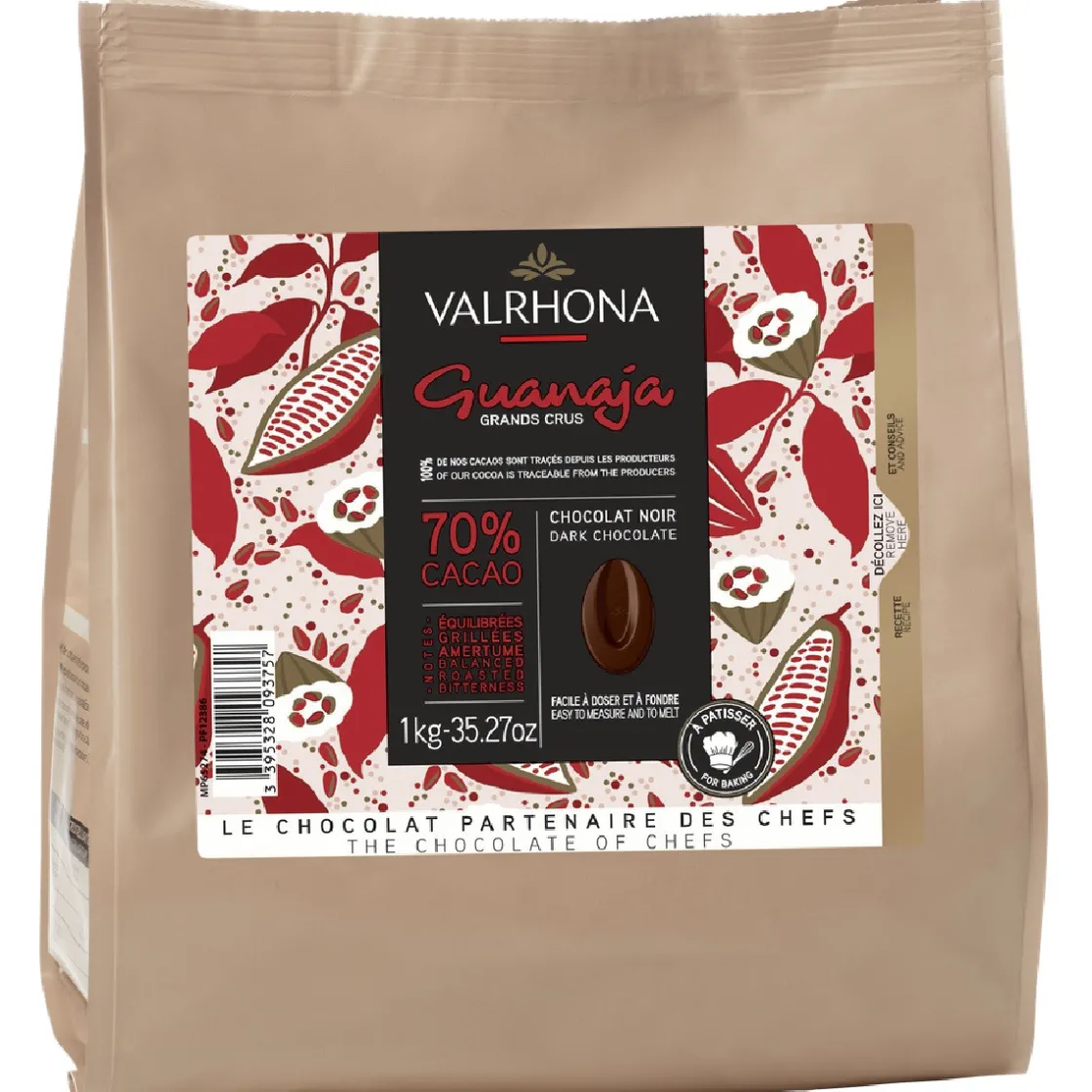 Valrhona Chocolade Druppels Puur Guanaja (70%) 1kg* Chocolade|Chocolade Druppels