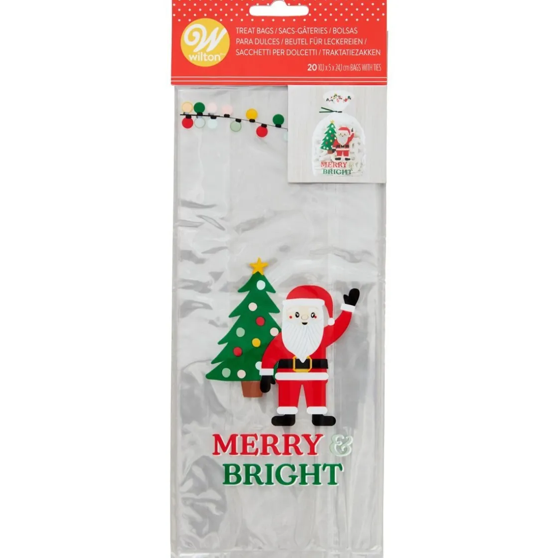 Wilton Traktatiezakjes Kerstman Merry & Bright 20st* Chocolade Verpakkingen|Zakken